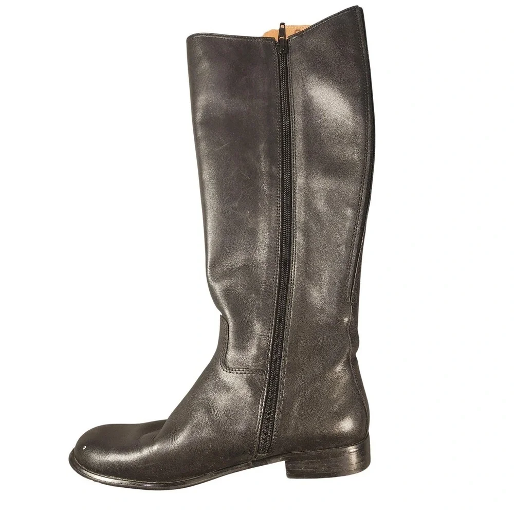 Corso Como Boots Womens Size 6 Black Leather Knee High Riding Zip Block Heel